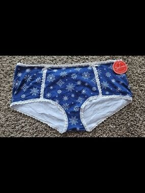 Splendies Women's Size 4x Blue Snowflake Cotton Bikini Panty